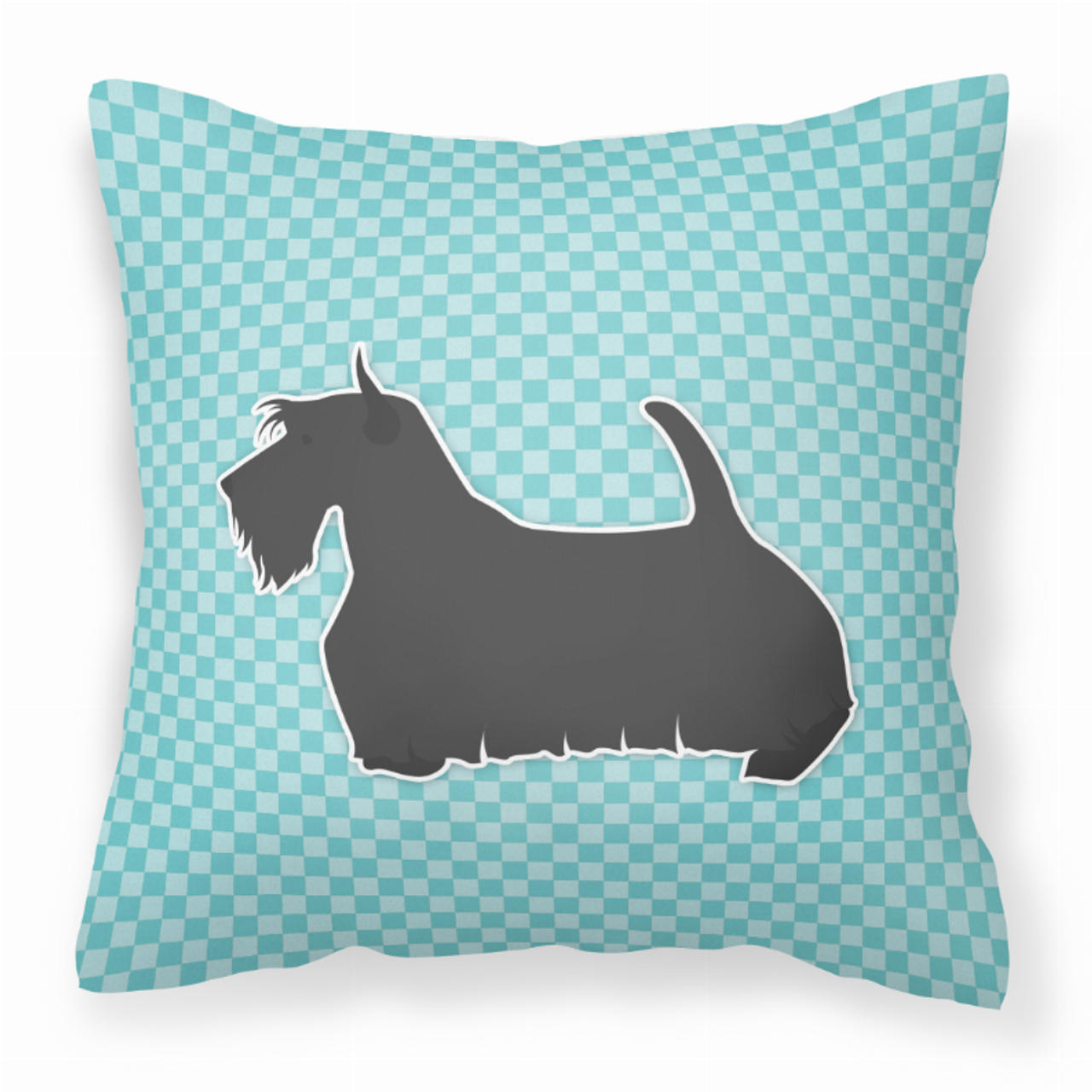 Dog Profile Checkerboard Design Fabric Decorative Pillow - BB3769PW1414