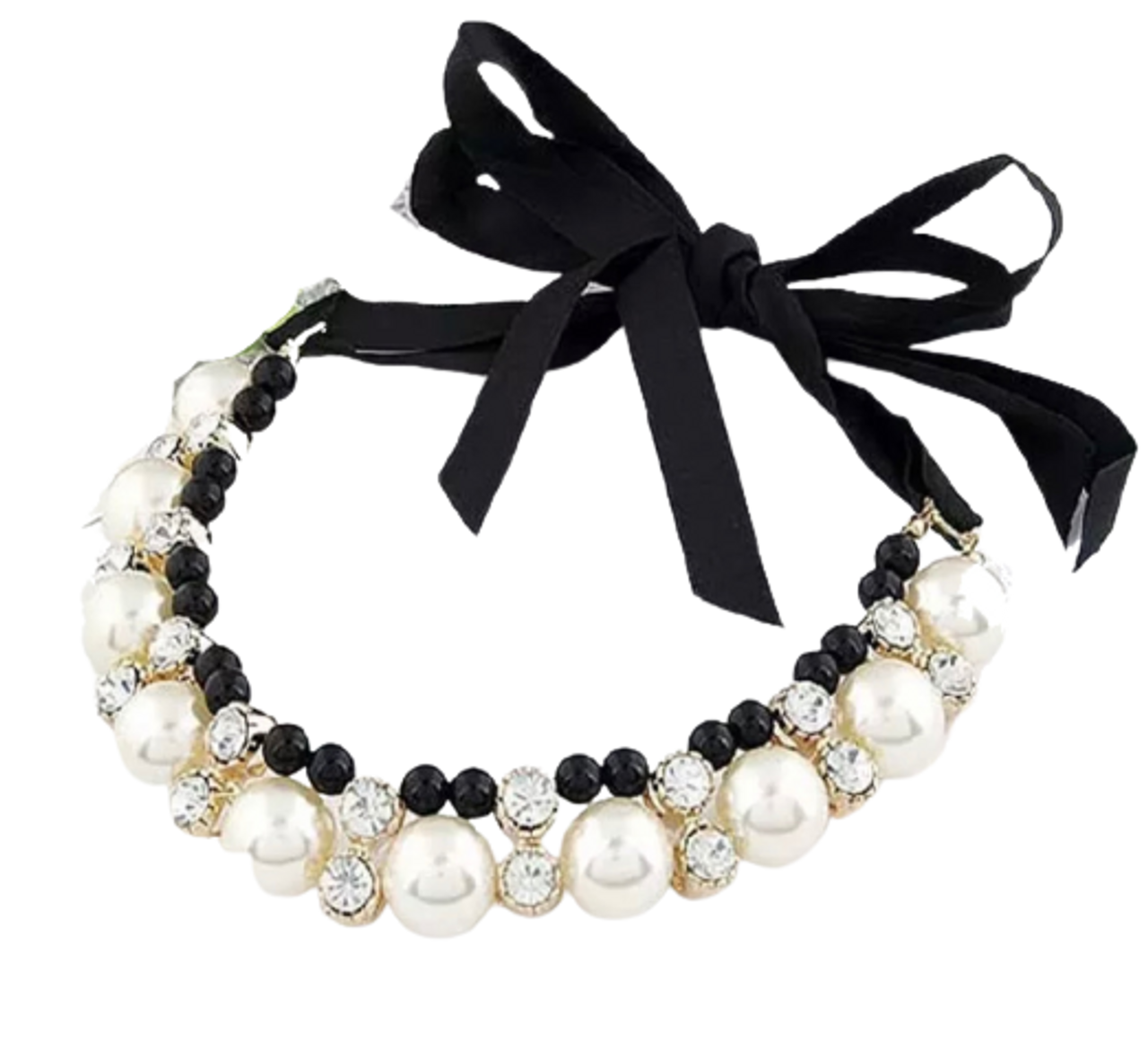 Lovely Pearl Ribbon Necklace - S002142B002493P000479V003
