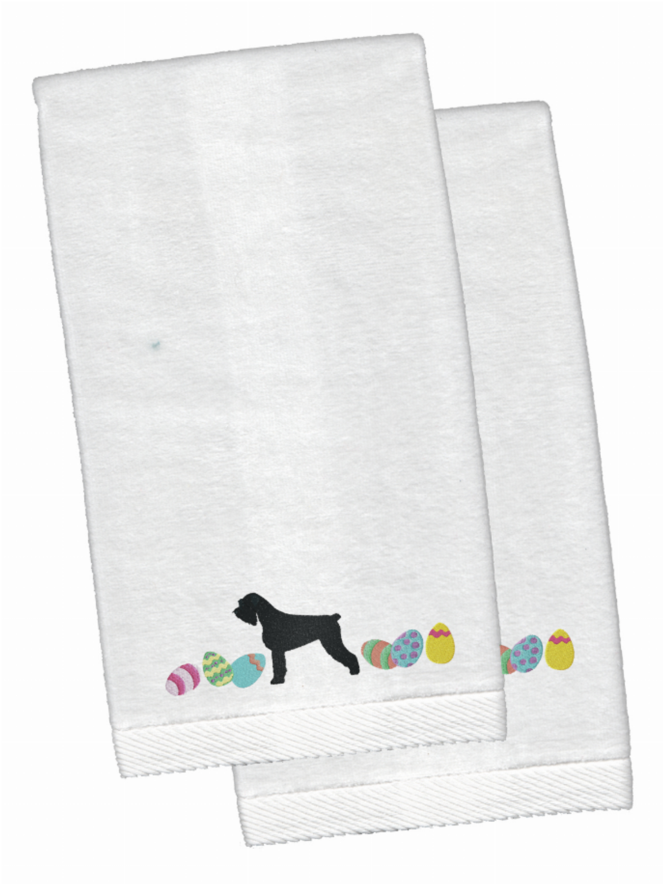 Easter Dog Design White Embroidered Plush Hand Towel Set of 2 - S000213B001695P115092V000