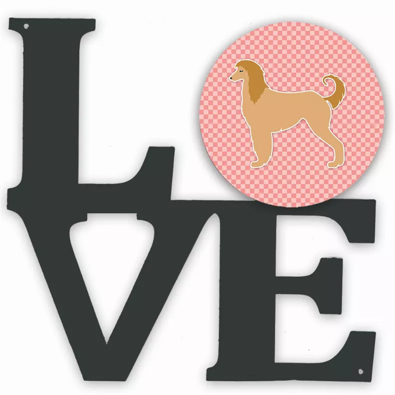 Checkerboard Dog Profile Metal Wall Artwork LOVE - S000213B001695P011563V000