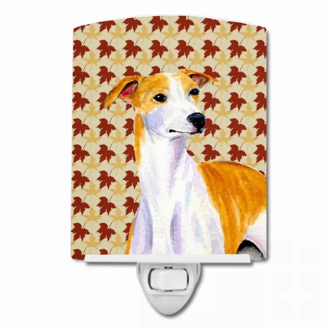 Fall Leaves Dog Art Portrait Ceramic Night Light - S000213B001695P102587V000