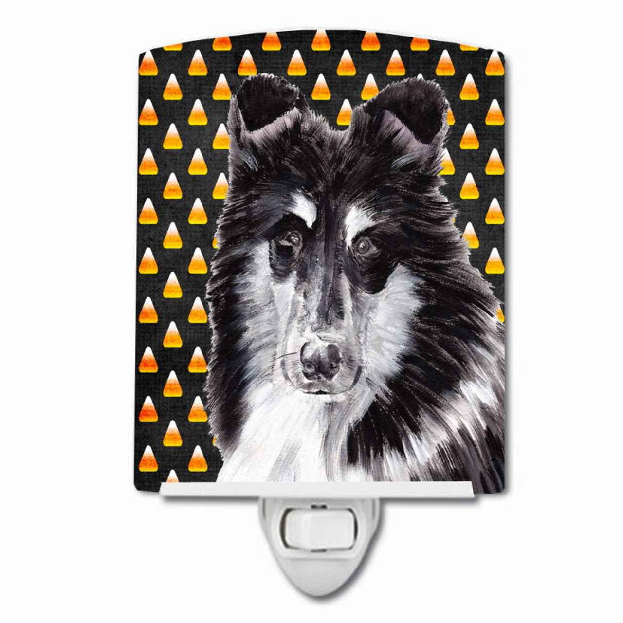 Candy Corn Halloween Dog Art Portrait Ceramic Night Light - SC9654CNL