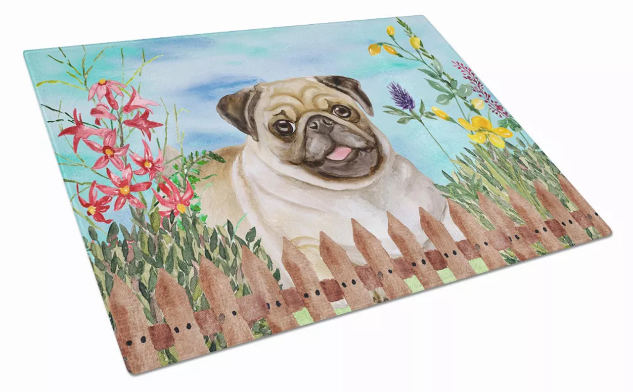 Spring Dog Print Glass Cutting Board Large - S000213B001695P000878V051