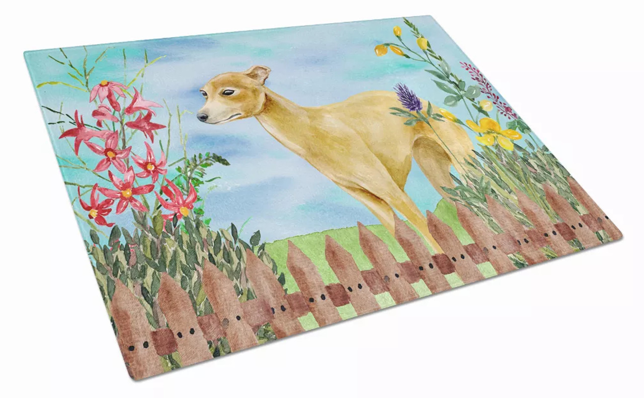 Spring Dog Print Glass Cutting Board Large - S000213B001695P000878V041
