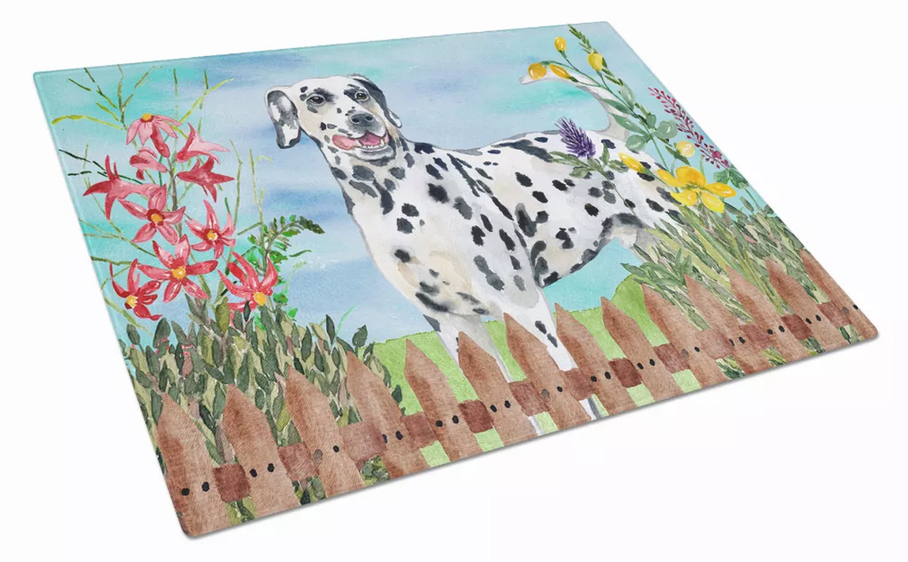 Spring Dog Print Glass Cutting Board Large - S000213B001695P000878V020
