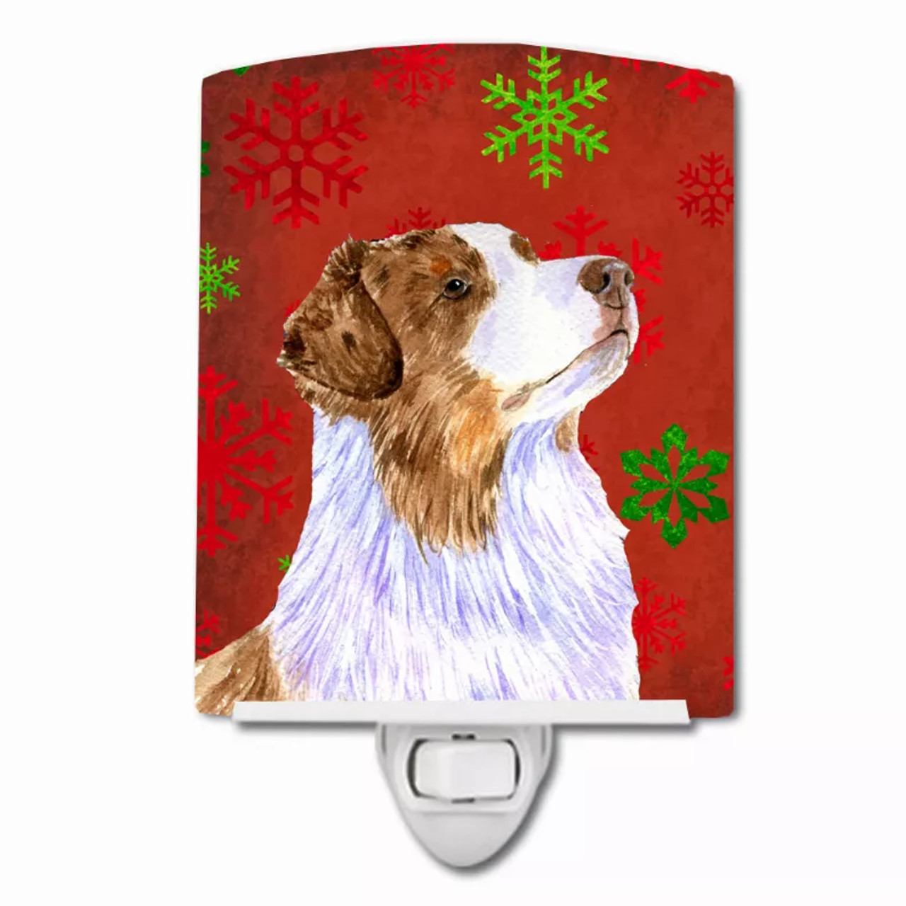 Snowflakes Holiday Dog Art Ceramic Night Light - S000213B001695P102872V000