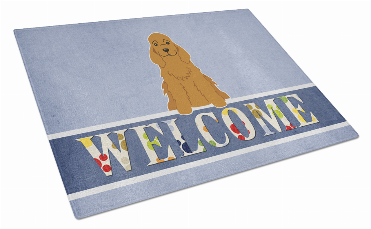 Welcome Dog Print Glass Cutting Board Large - BB5676LCB