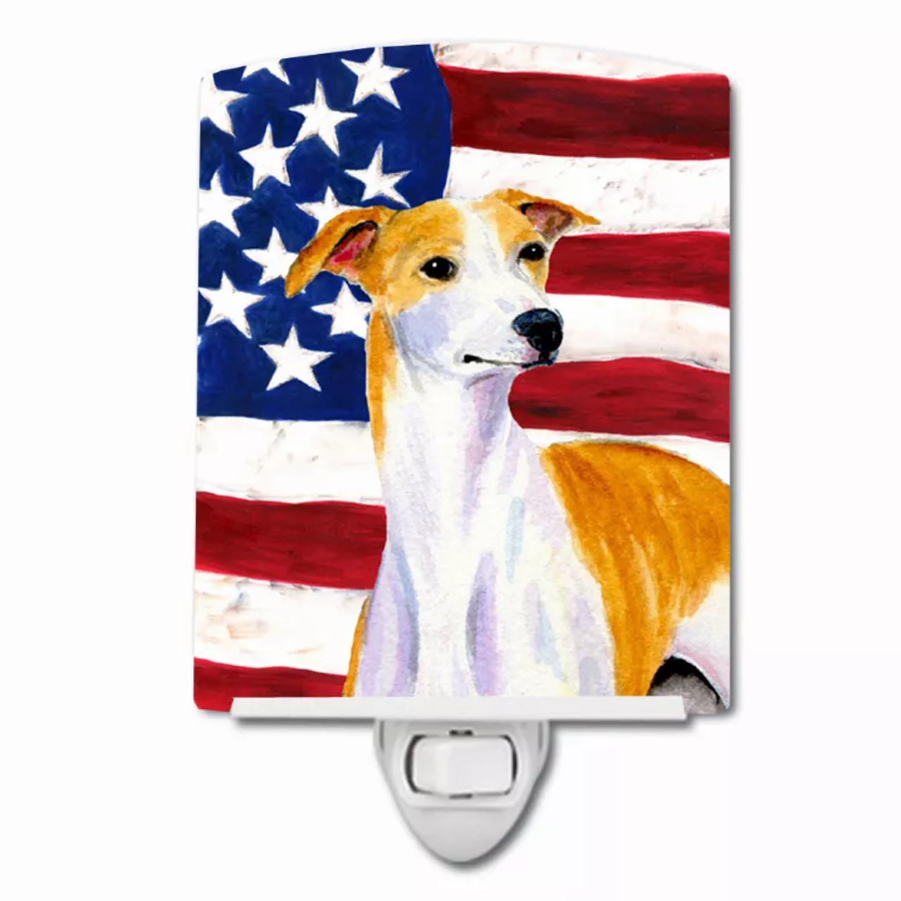 USA American Flag with Dog Ceramic Night Light - S000213B001695P104274V000