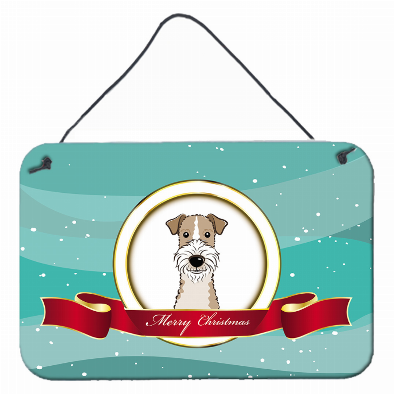 Merry Christmas Design with Dog Art Wall or Door Hanging Prints - S000213B001695P055789V000