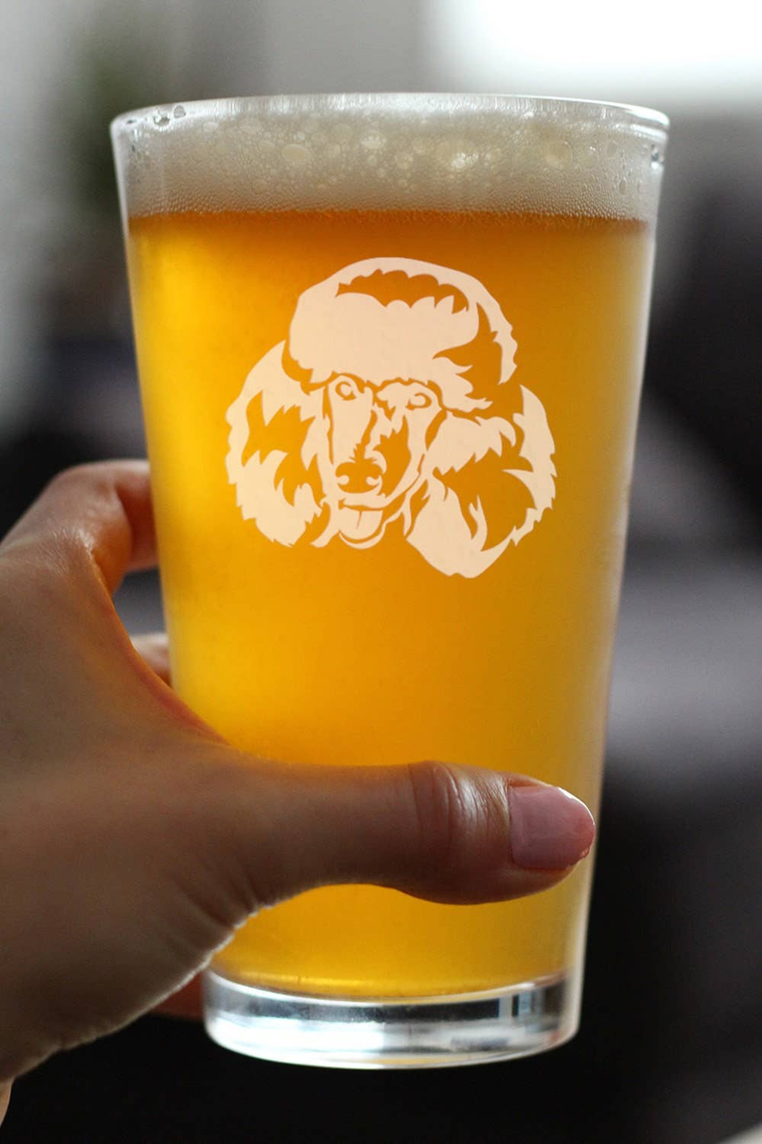 Poodle Happy Face Pint Glass for Beer - Poodle Dog Gifts