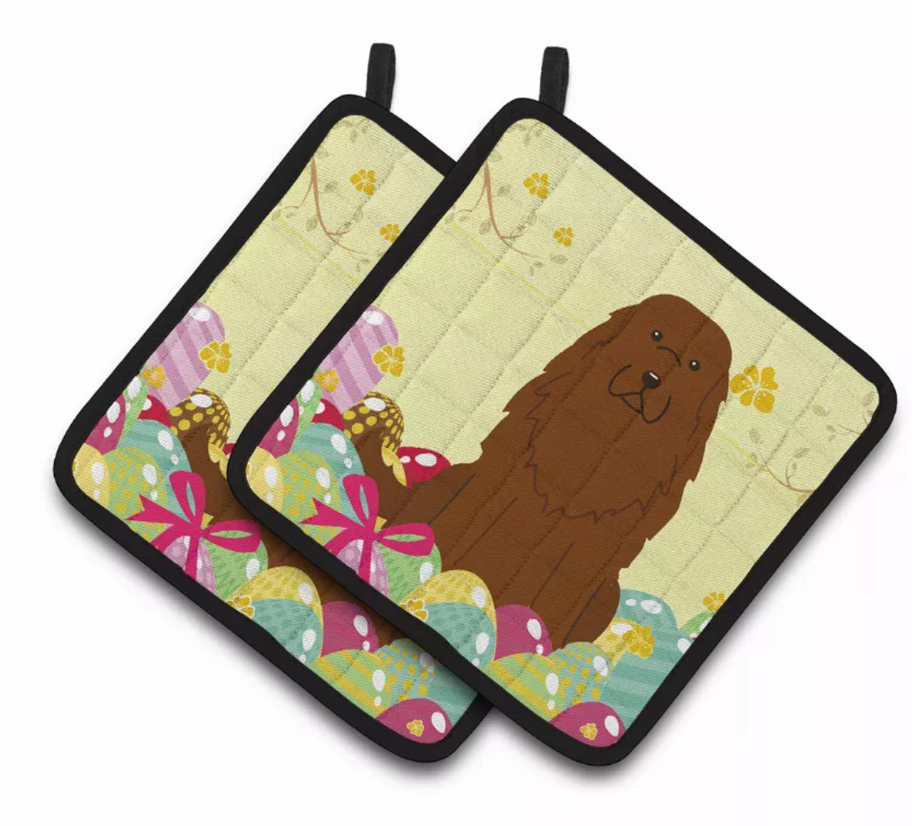 Easter Eggs Dog Pair of Pot Holders - S000213B001695P083192V016