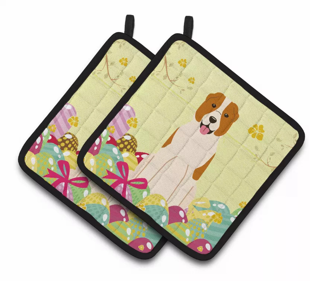 Easter Eggs Dog Pair of Pot Holders - S000213B001695P083192V015