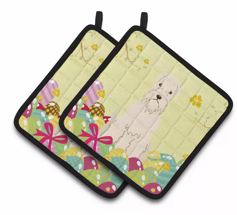 Easter Eggs Dog Pair of Pot Holders - S000213B001695P083192V027