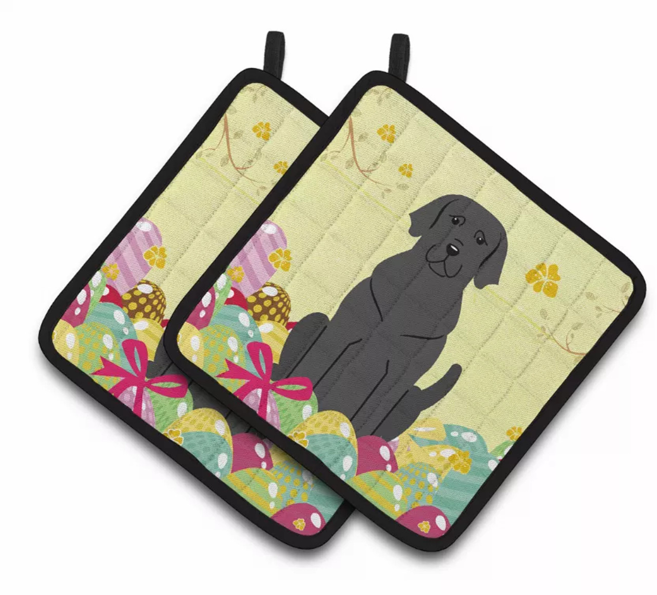 Easter Eggs Dog Pair of Pot Holders - S000213B001695P083192V023