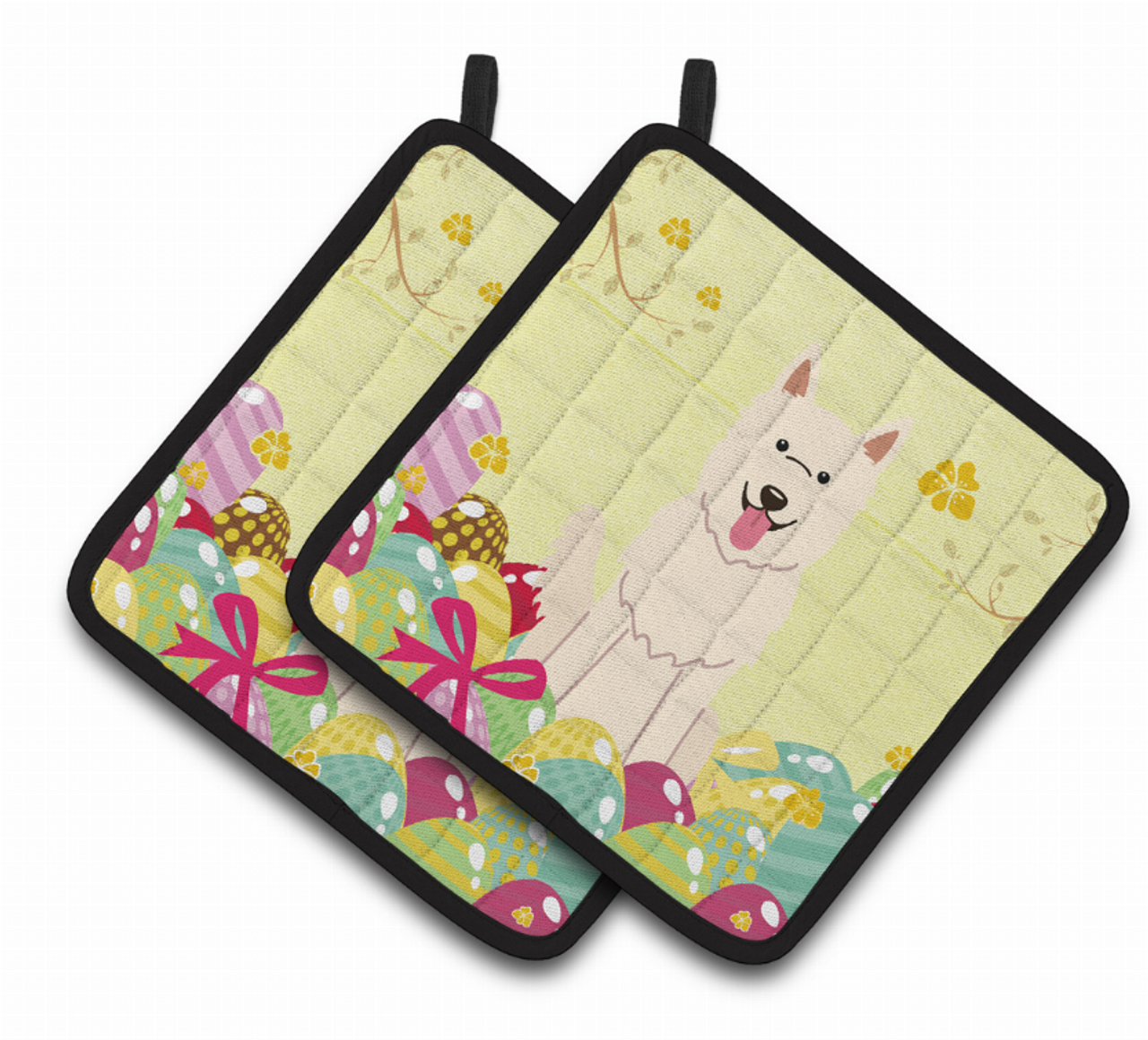 Easter Eggs Dog Pair of Pot Holders - S000213B001695P083192V011