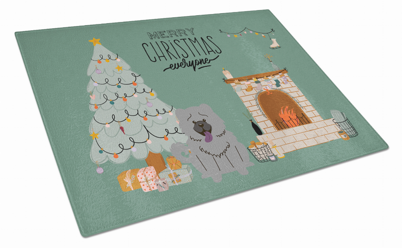 Christmas Everyone Dog Print Glass Cutting Board Large - S000213B001695P020195V037