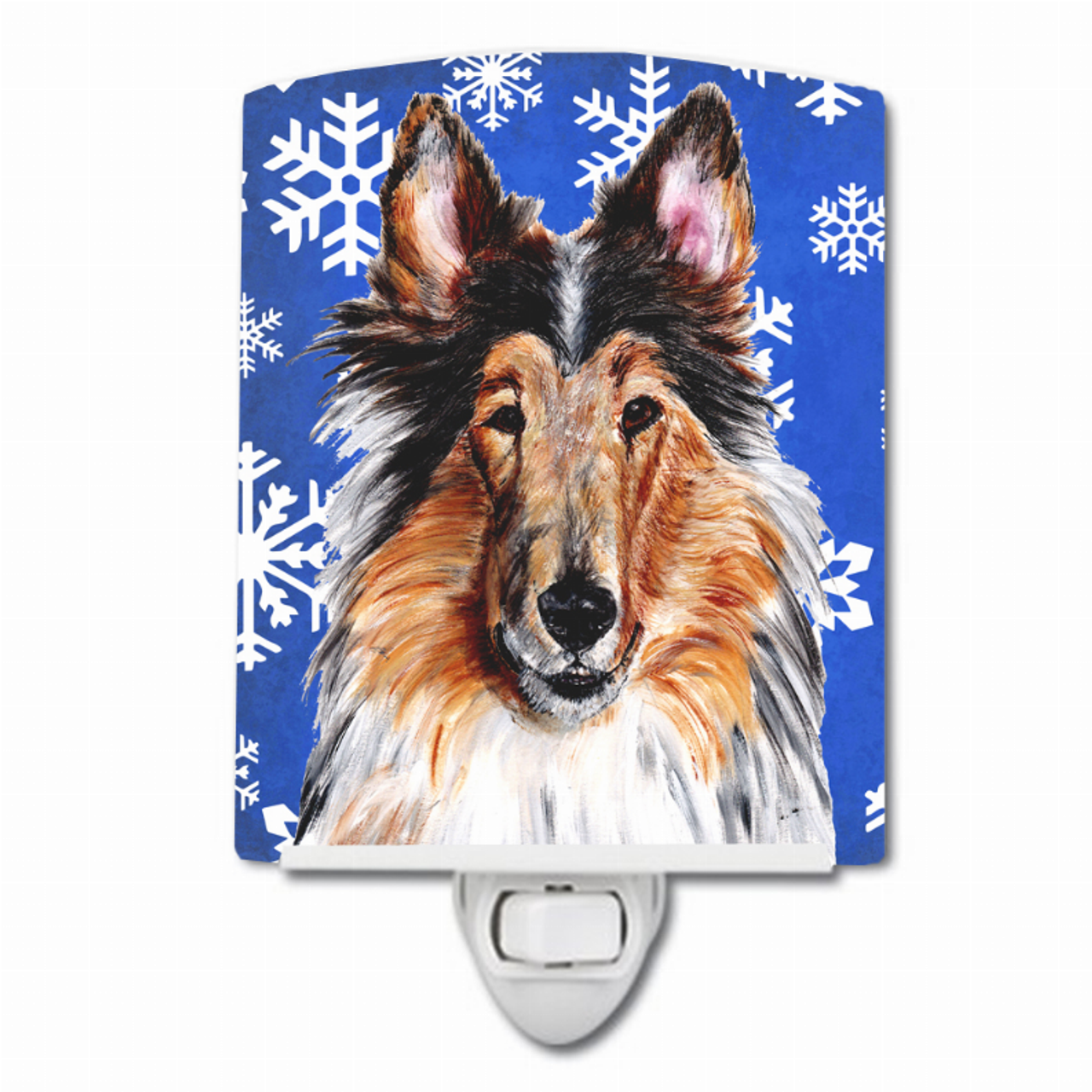 Snowflakes Holiday Dog Art Ceramic Night Light - SC9766CNL