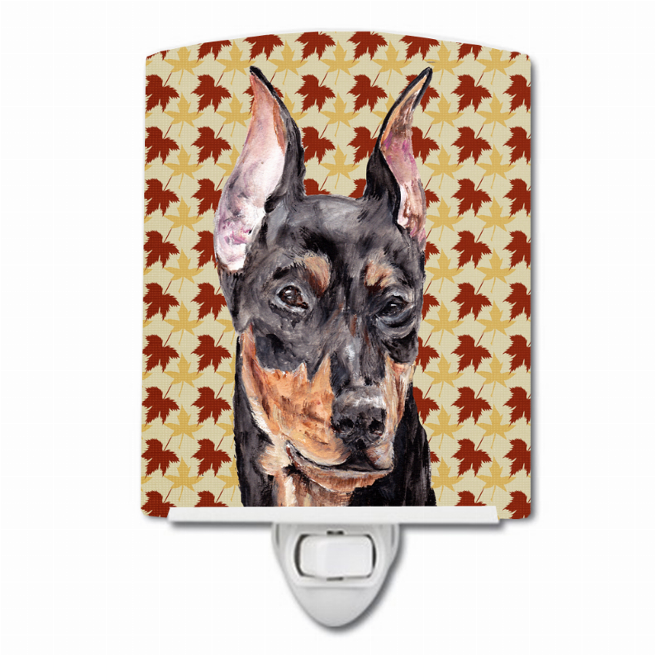 Fall Leaves Dog Art Portrait Ceramic Night Light - SC9692CNL