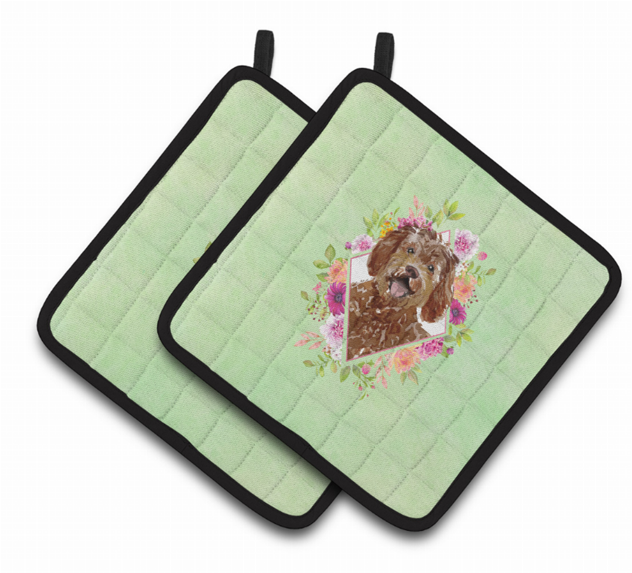 Dogs and Flowers Pair of Pot Holders - CK4388PTHD
