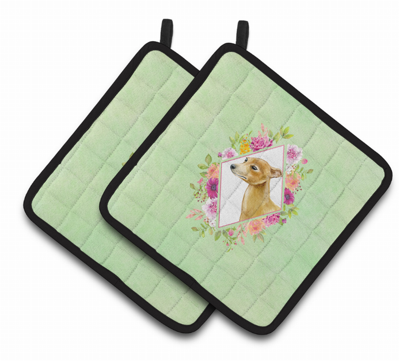 Dogs and Flowers Pair of Pot Holders - CK4314PTHD