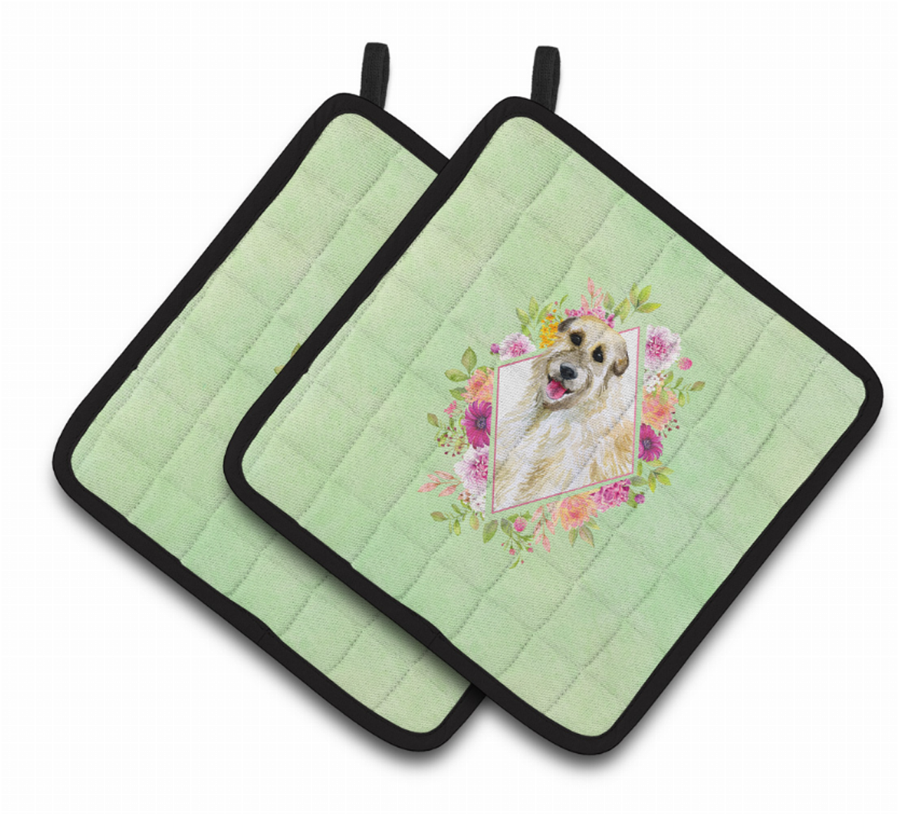 Dogs and Flowers Pair of Pot Holders - CK4313PTHD