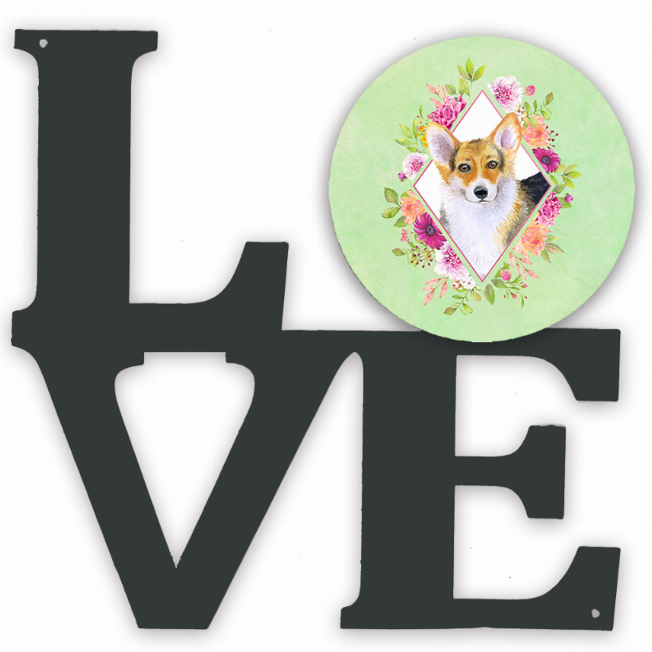 Dog Breed Flowers Design Metal Wall Artwork LOVE - CK4327WALV
