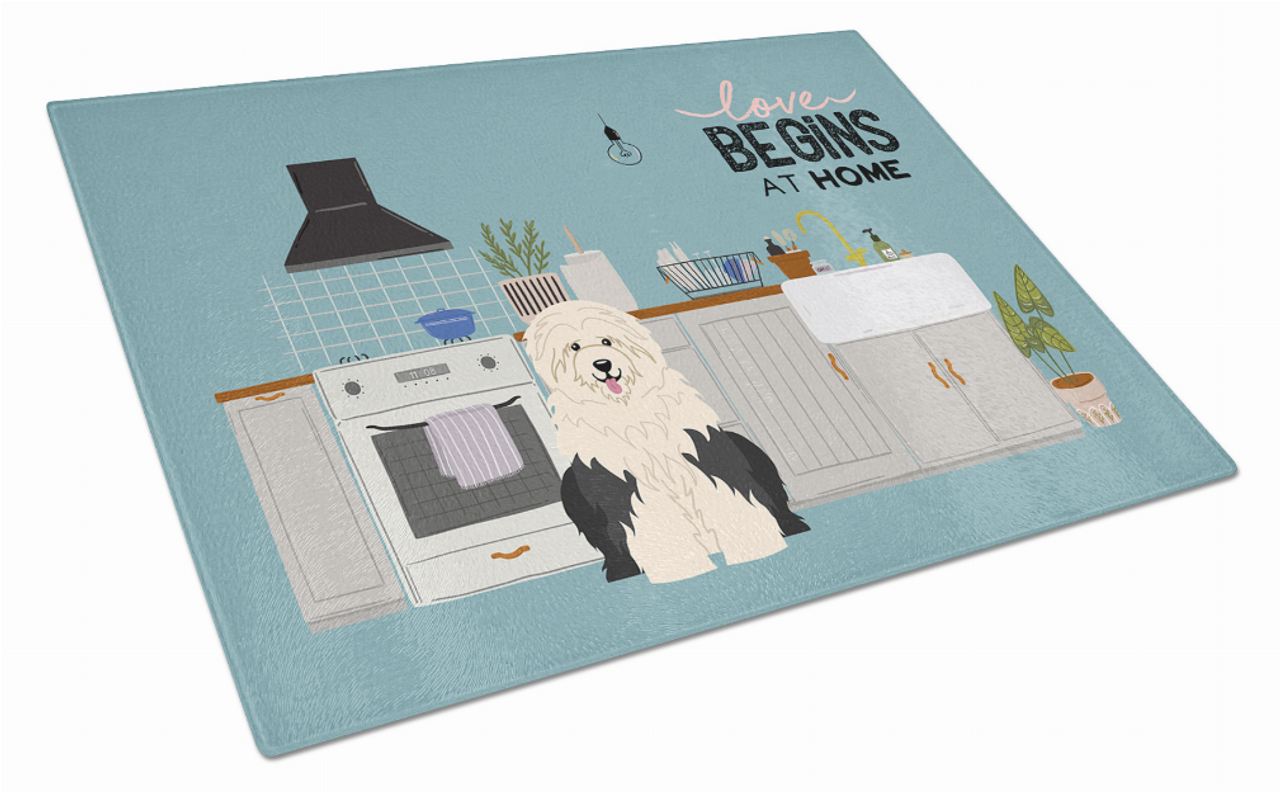 Kitchen Scene Dog Print Glass Cutting Board Large - S000213B001695P020200V028