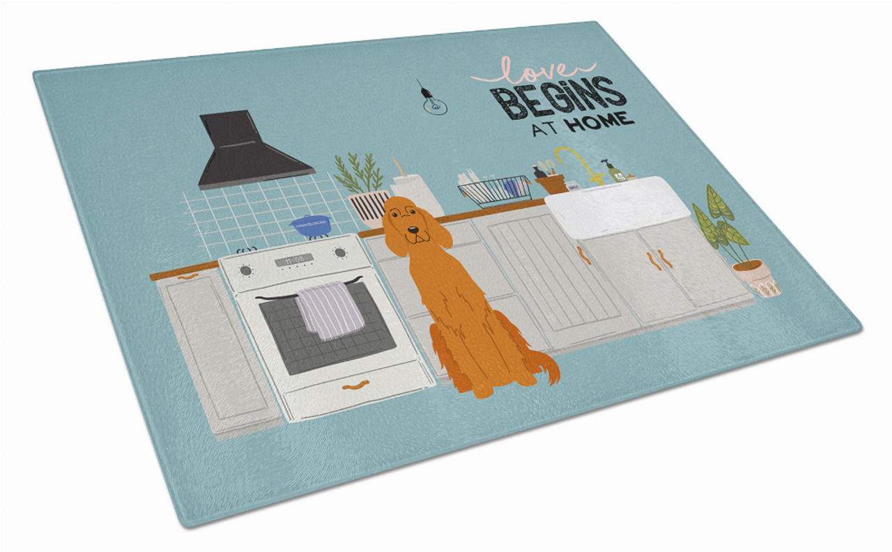 Kitchen Scene Dog Print Glass Cutting Board Large - S000213B001695P020200V018