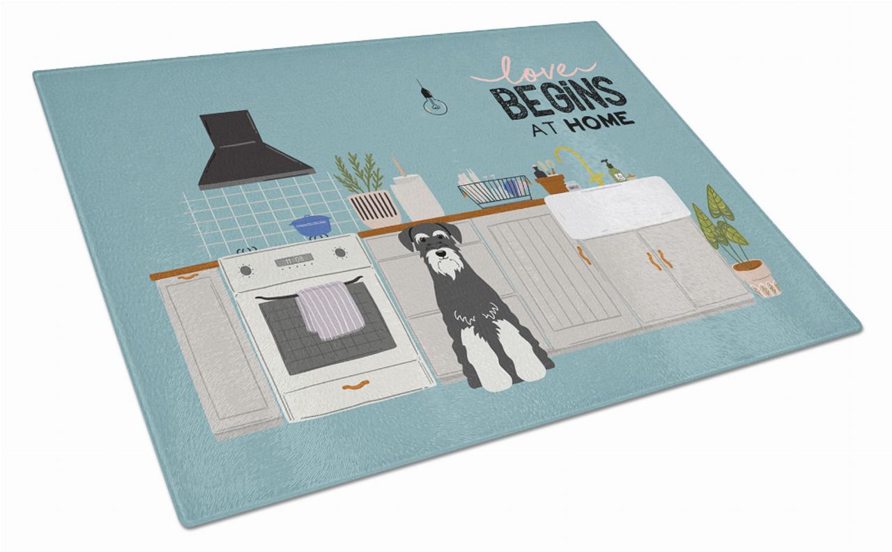 Kitchen Scene Dog Print Glass Cutting Board Large - S000213B001695P020200V012