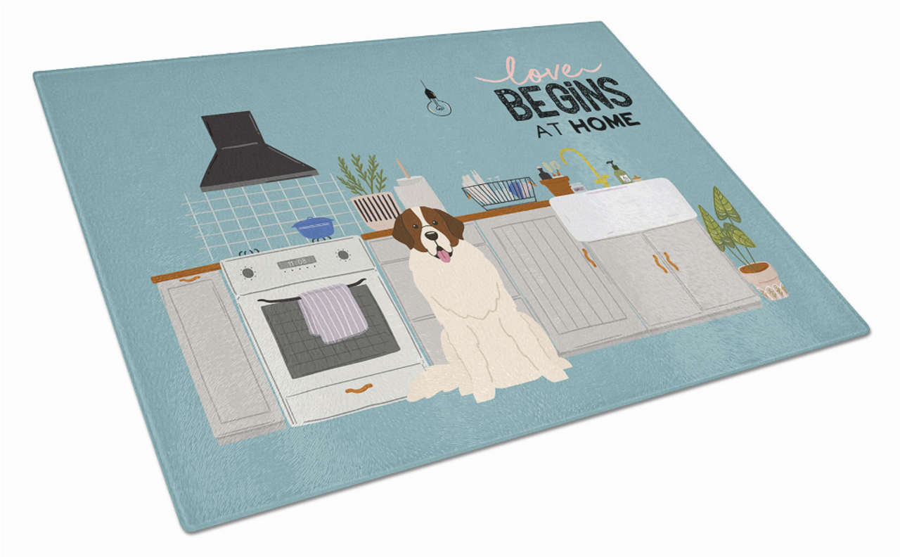 Kitchen Scene Dog Print Glass Cutting Board Large - S000213B001695P020200V007