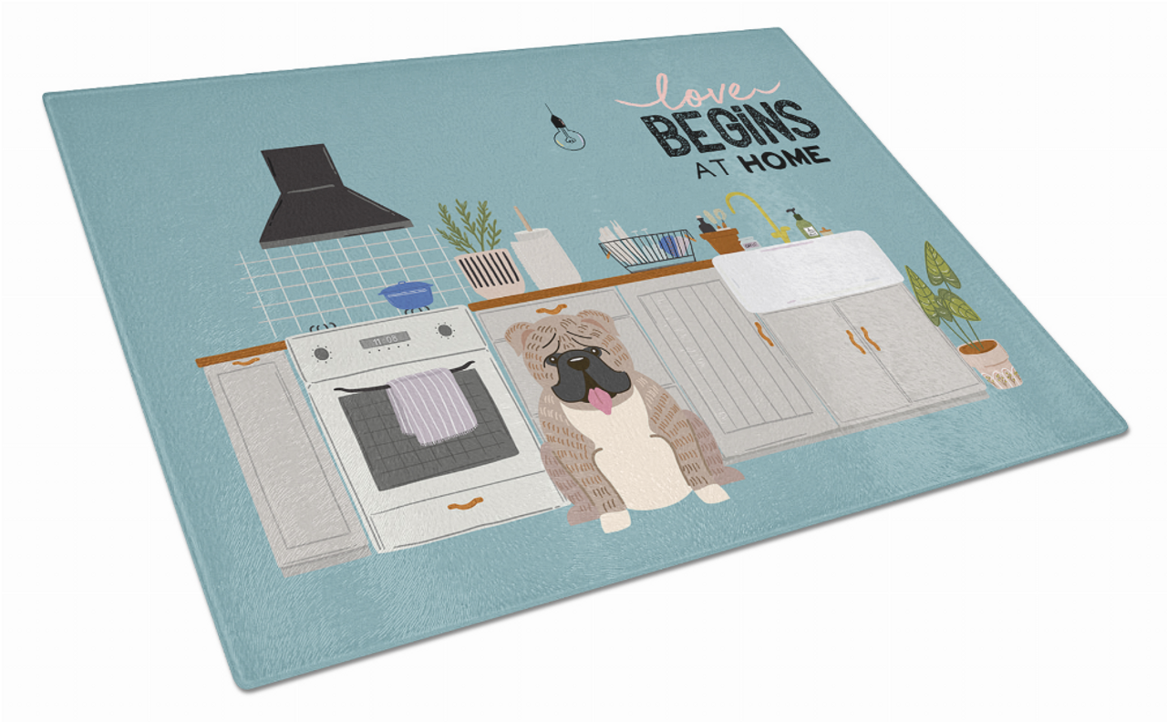 Kitchen Scene Dog Print Glass Cutting Board Large - S000213B001695P020200V034