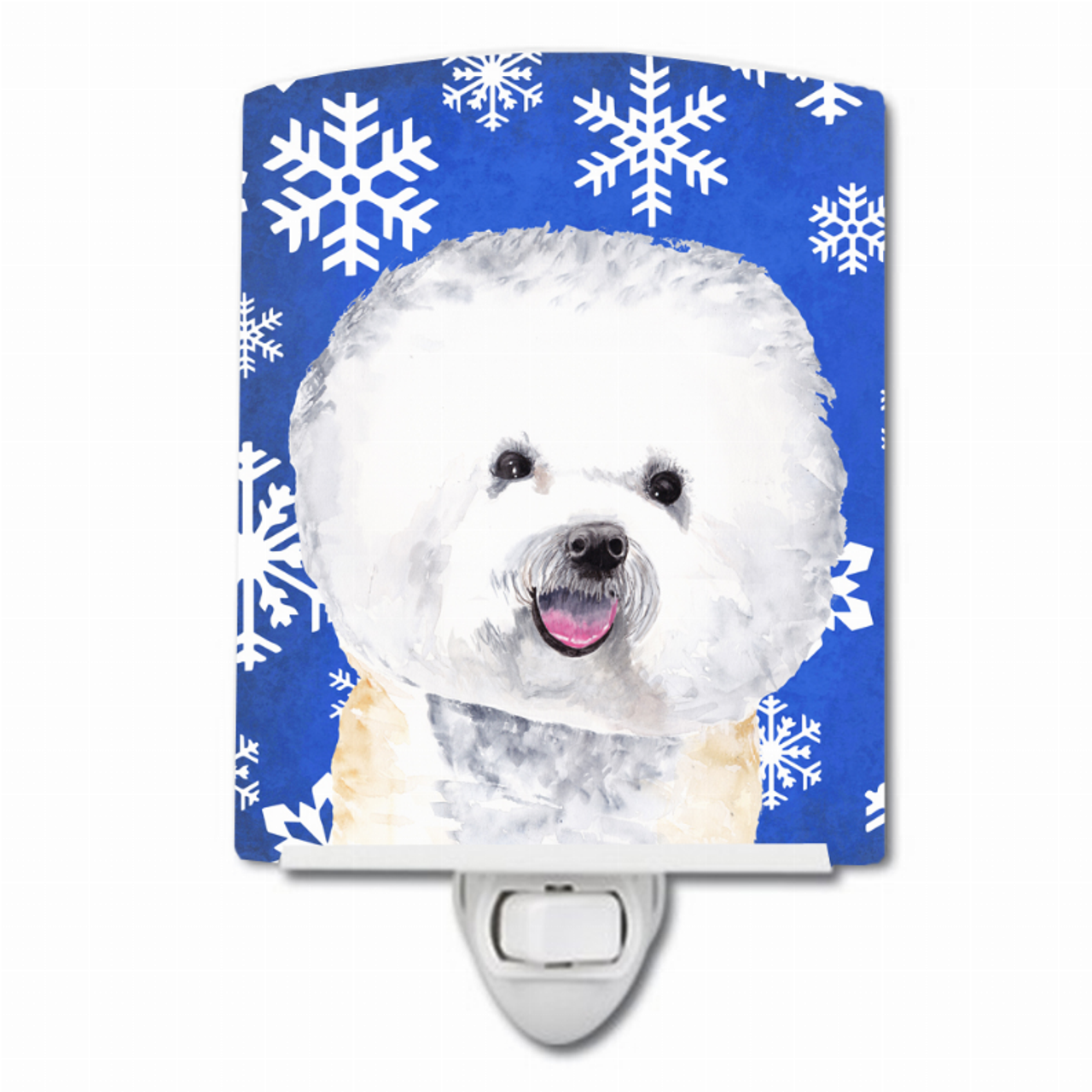 Snowflakes Holiday Dog Art Ceramic Night Light - SC9362CNL