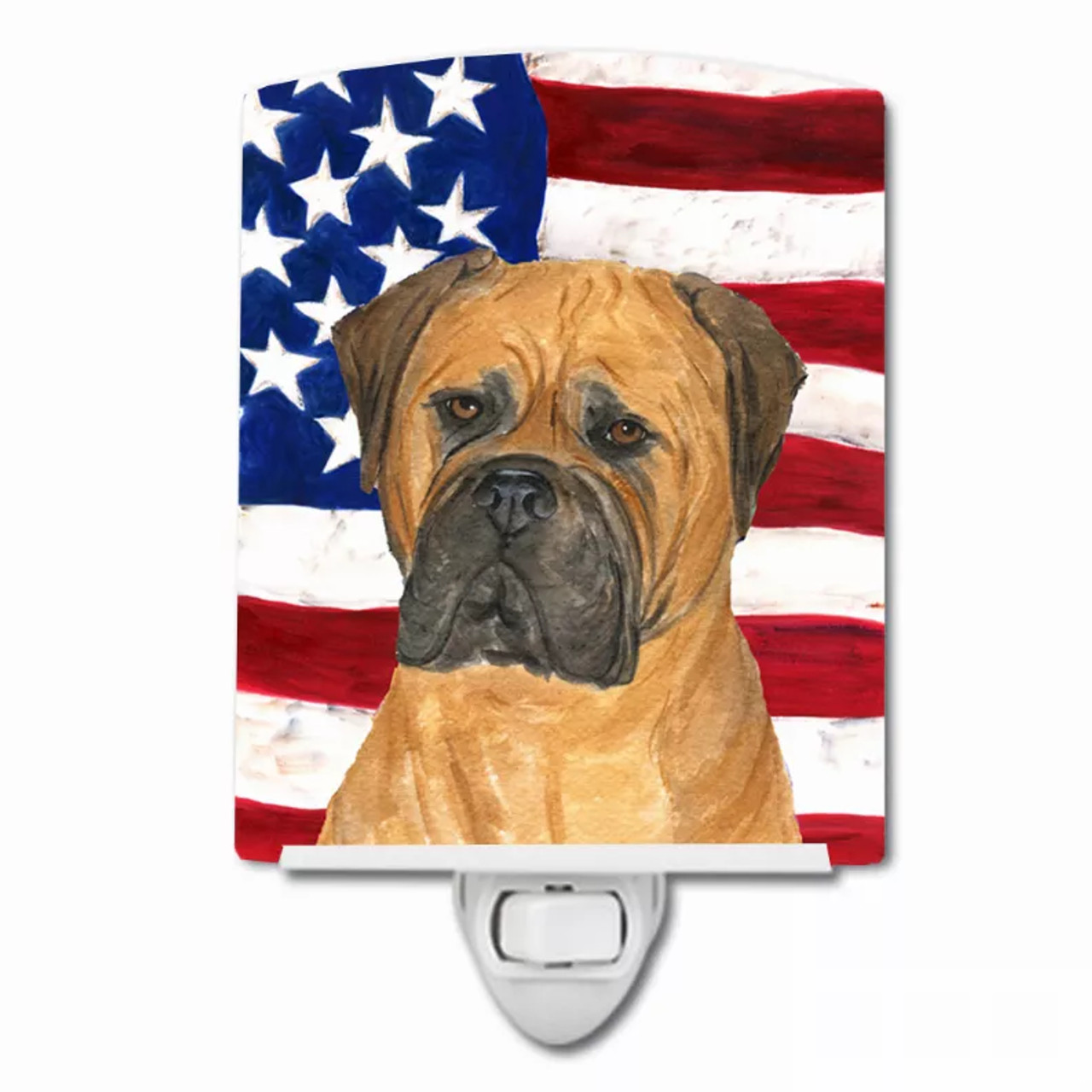 USA American Flag with Dog Ceramic Night Light - S000213B001695P104500V000