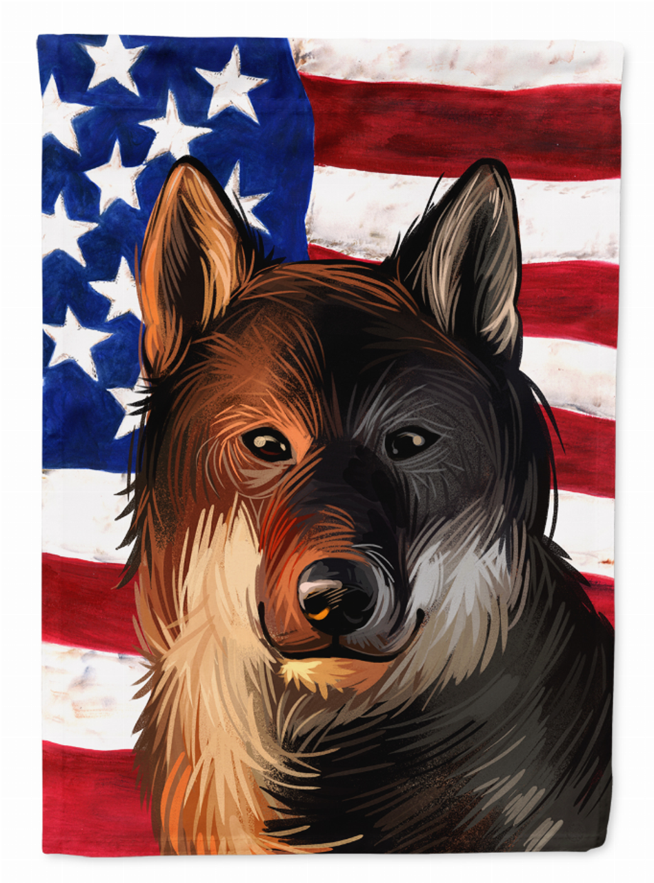 American Flag with Dog Artwork Flag Canvas House Size - CK6706CHF