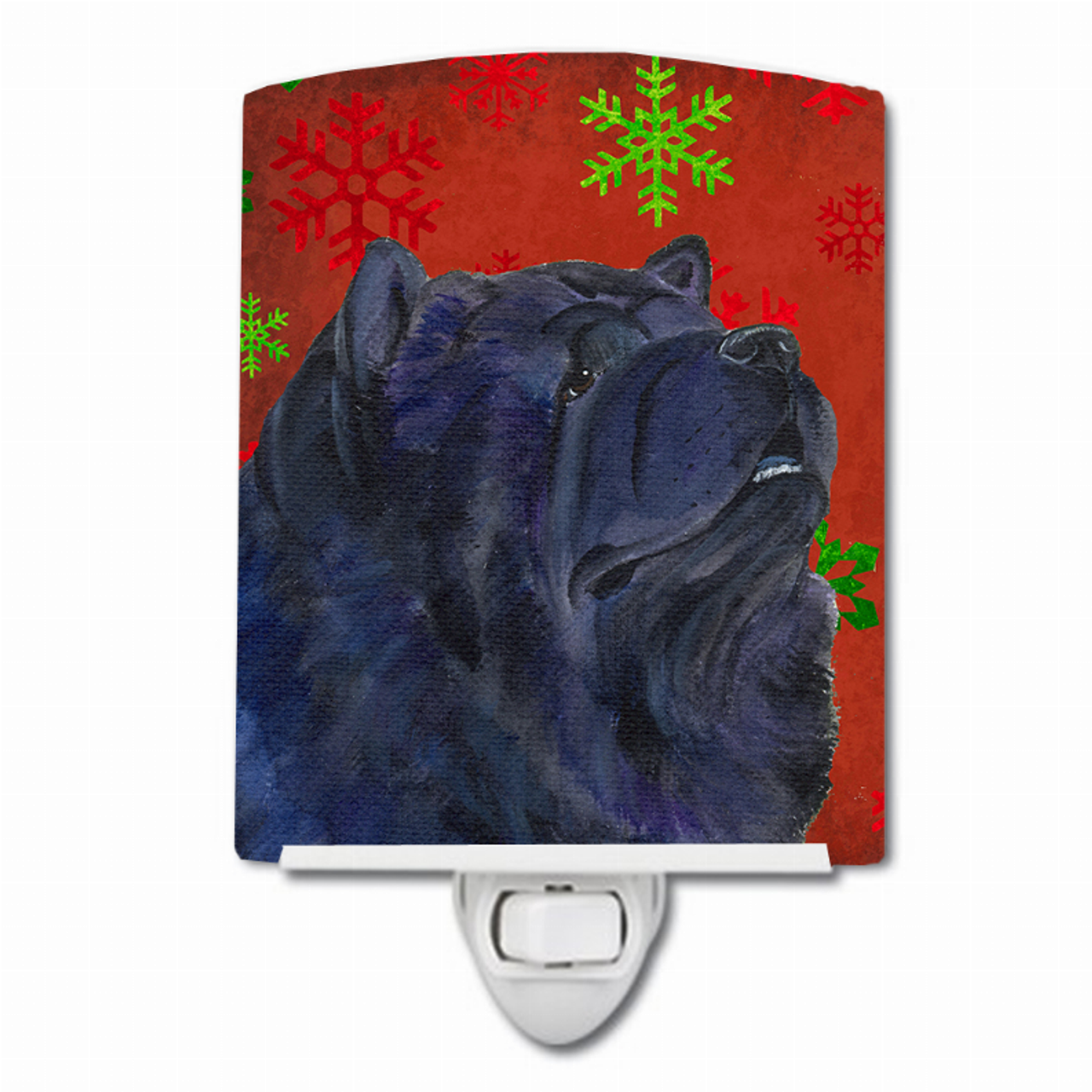 Snowflakes Holiday Dog Art Ceramic Night Light - SS4708CNL