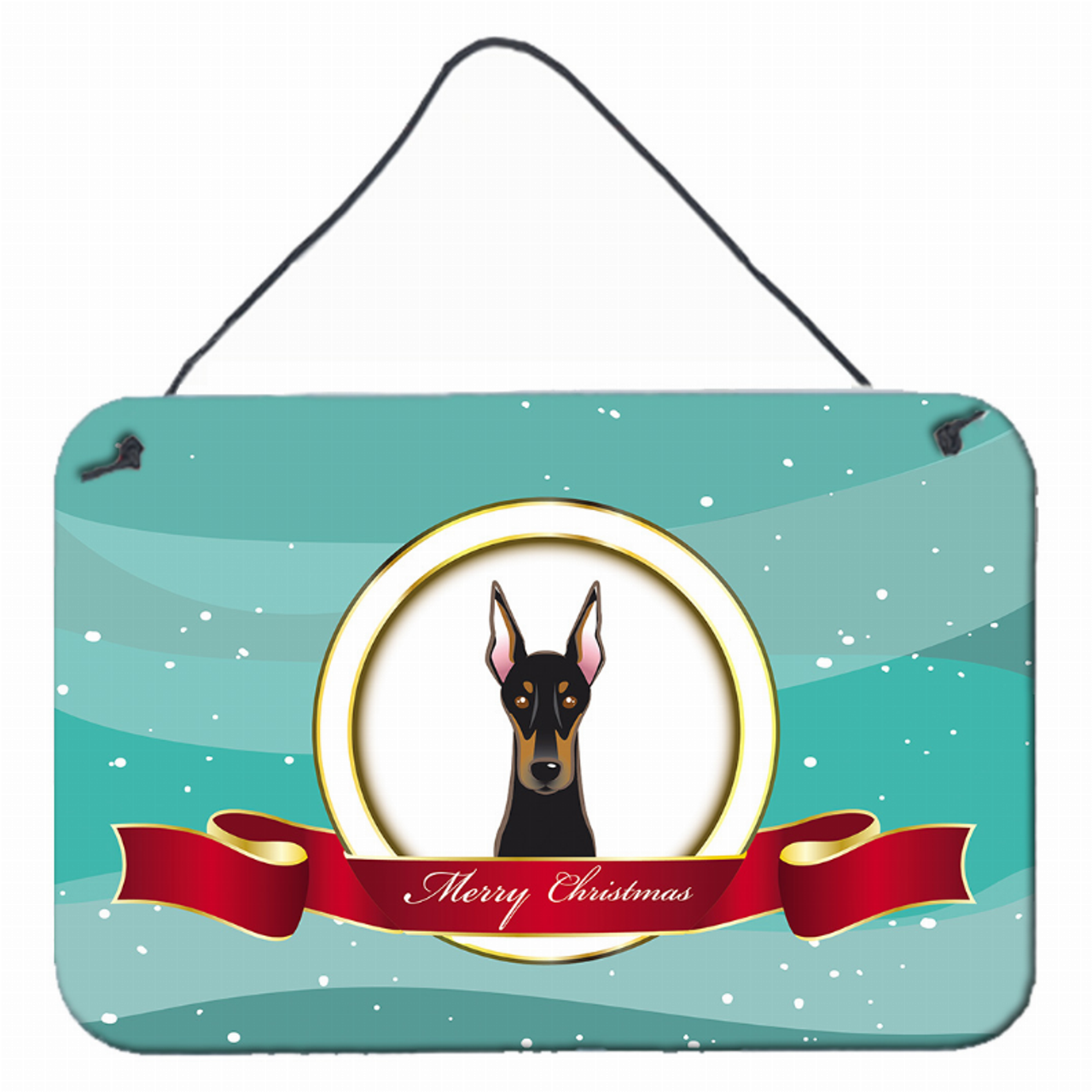 Merry Christmas Design with Dog Art Wall or Door Hanging Prints - S000213B001695P055787V000