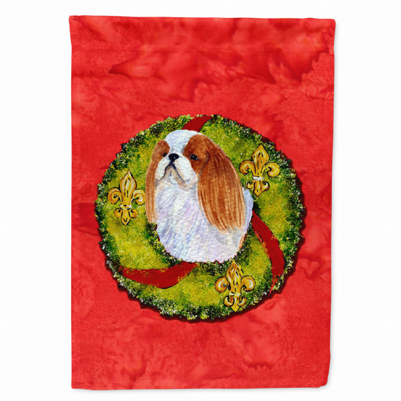 Christmas Wreath With Dog Flag Garden Size - S000213B001695P119056V000