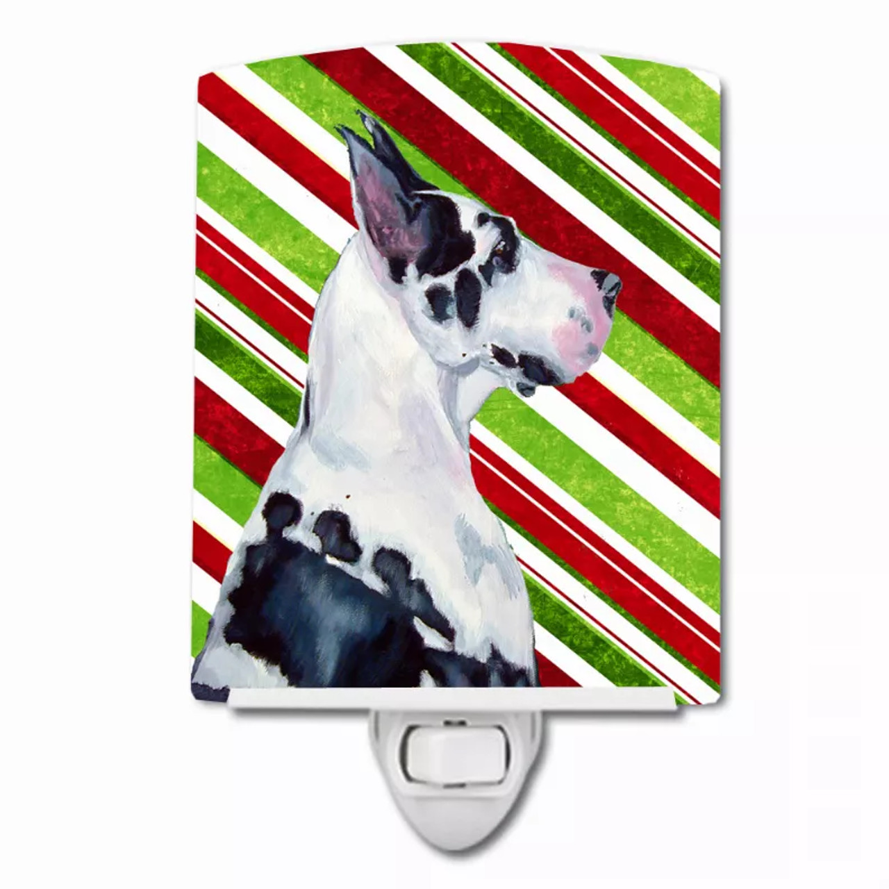 Candy Cane Holiday Christmas Dog Art Ceramic Night Light - S000213B001695P102745V000