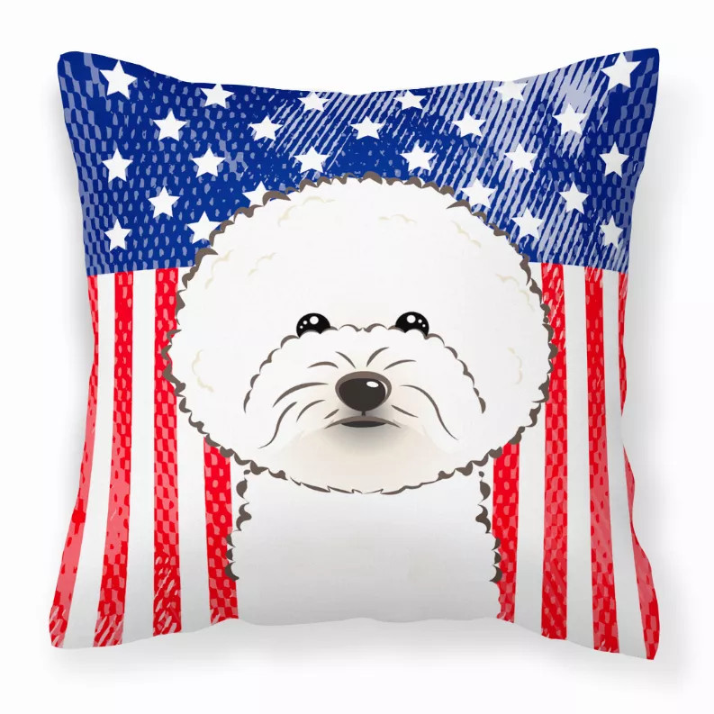 American Flag and Dog Fabric Decorative Pillow - S000213B001695P064309V000
