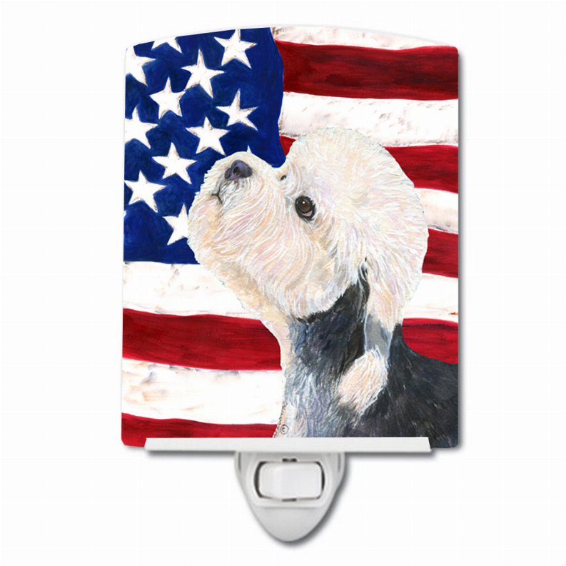 USA American Flag with Dog Ceramic Night Light - S000213B001695P104546V000
