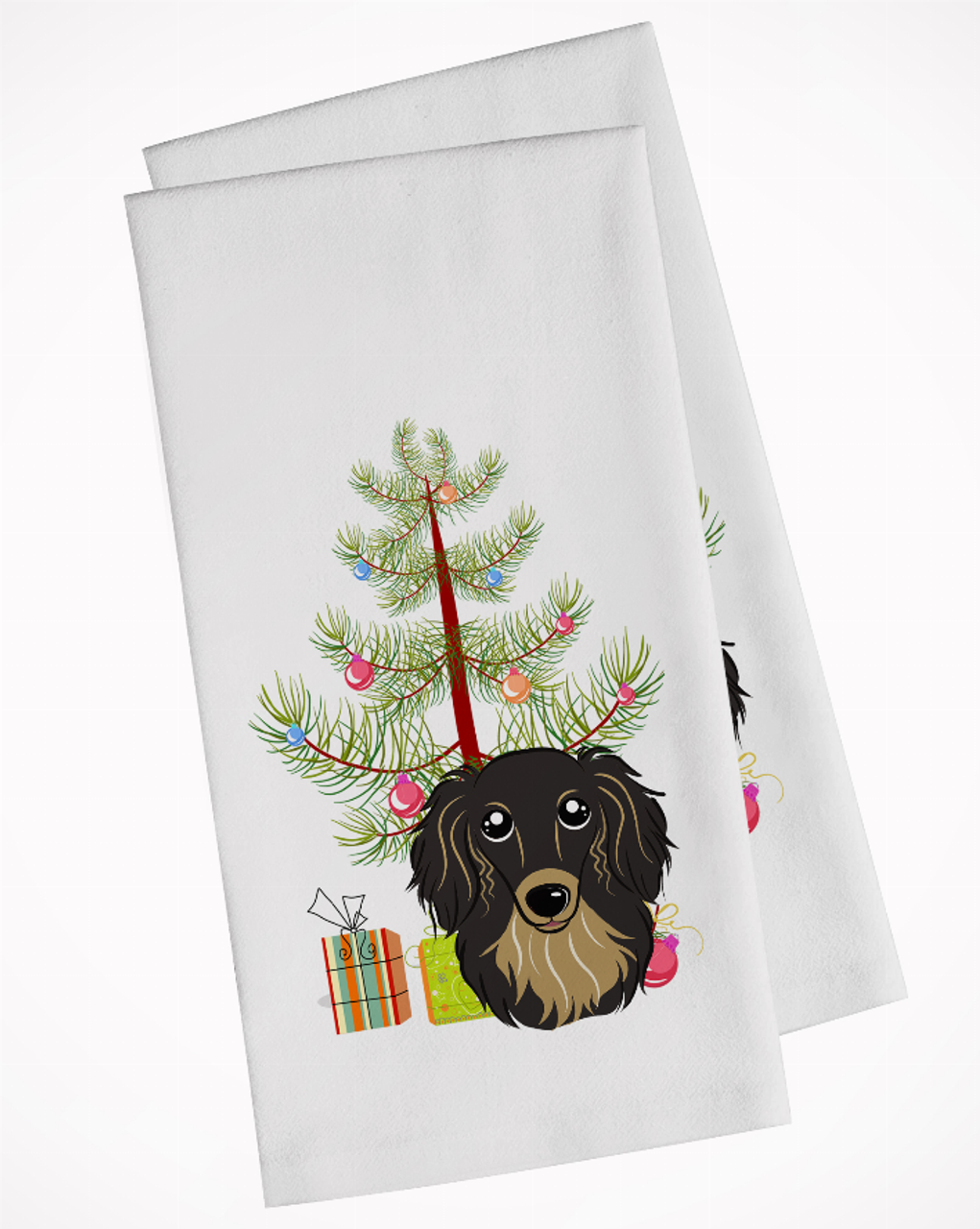 Christmas Tree and Dog White Kitchen Towel Set of 2 - S000213B001695P116876V000