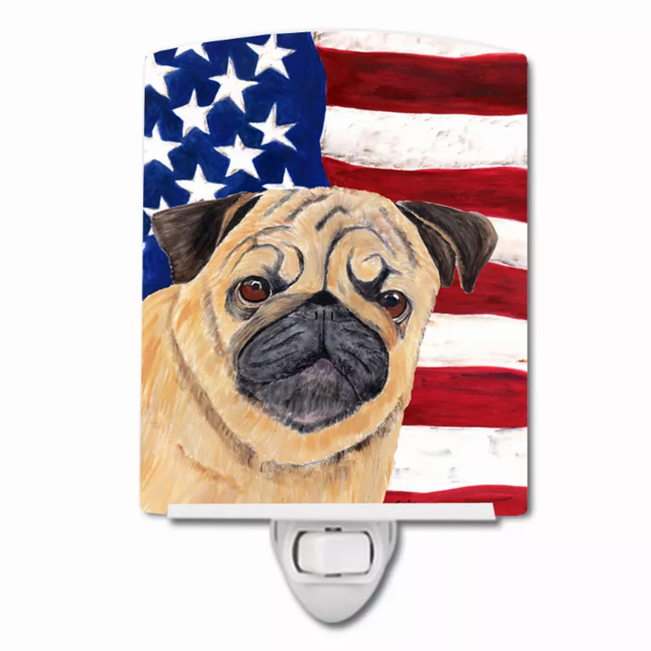 USA American Flag with Dog Ceramic Night Light - S000213B001695P103126V000