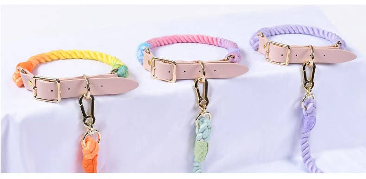 Luxe Royal Leather Rope Leash and Collar Set - S001710B002193P000009V007