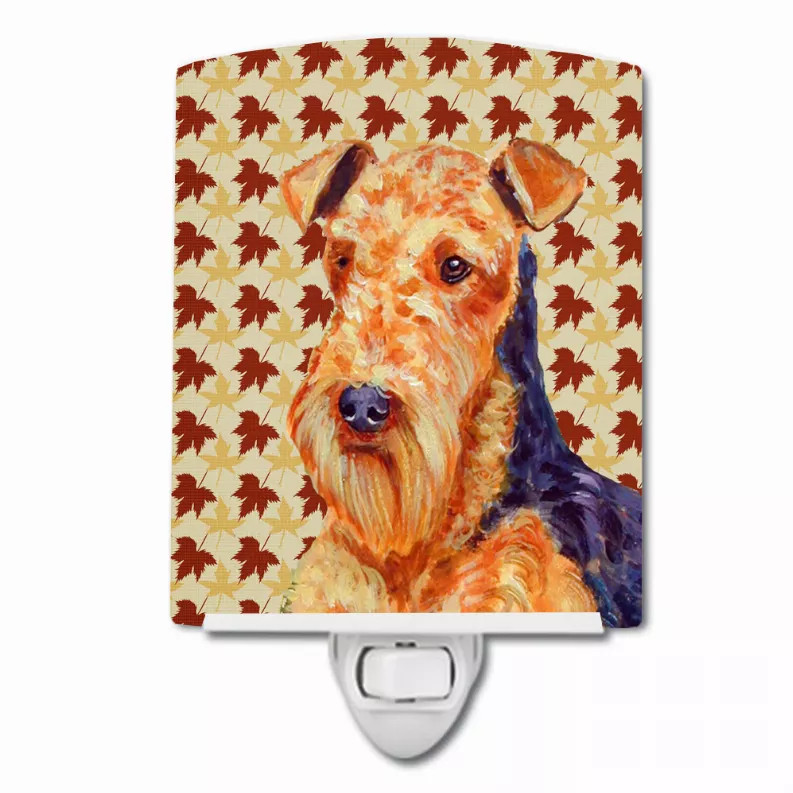 Fall Leaves Dog Art Portrait Ceramic Night Light - S000213B001695P102595V000