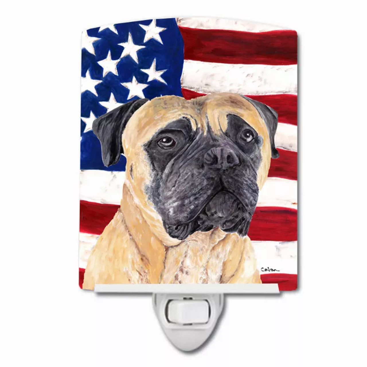 USA American Flag with Dog Ceramic Night Light - S000213B001695P103149V000