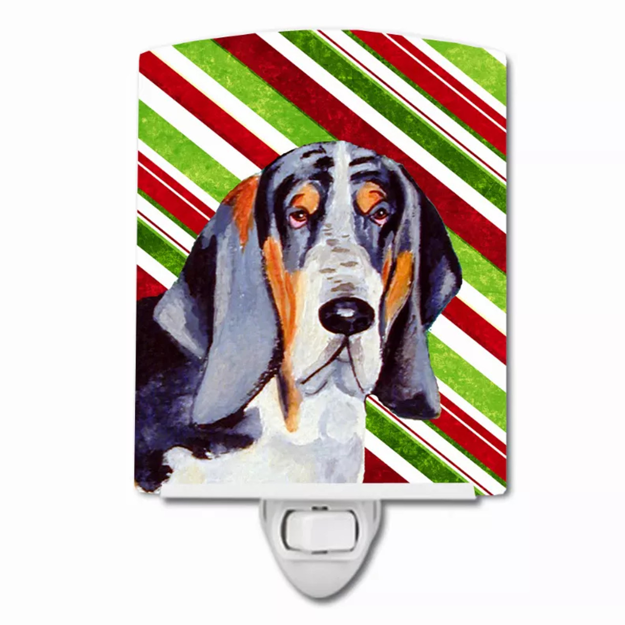 Candy Cane Holiday Christmas Dog Art Ceramic Night Light - S000213B001695P102747V000