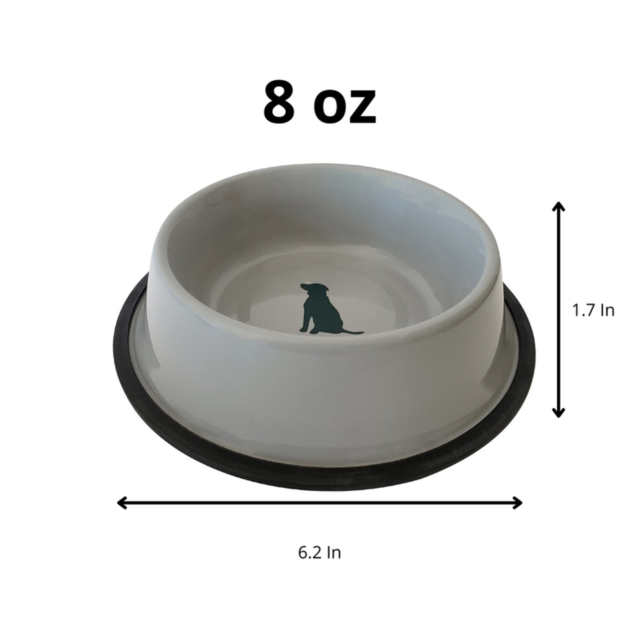 Non Skid Cool Gray Bowl with Teal Dog Design - S001811B002761P000128V003