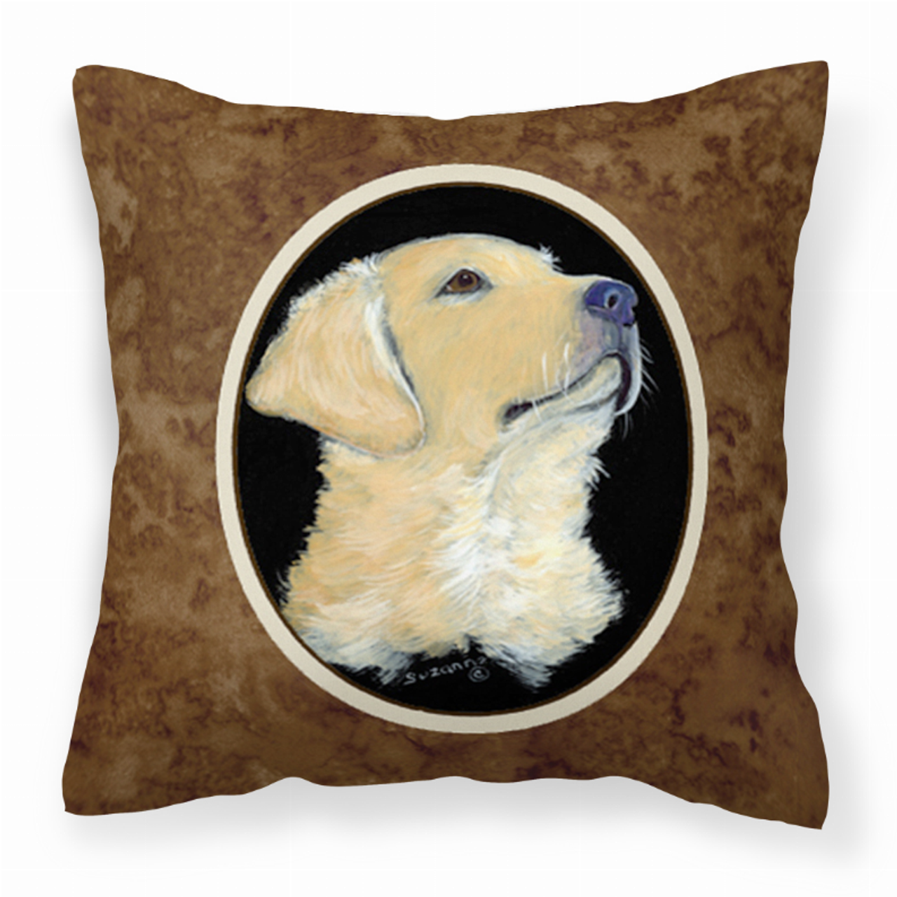 Portrait Artwork with Dog Brown Fabric Decorative Pillow - SS8960PW1414