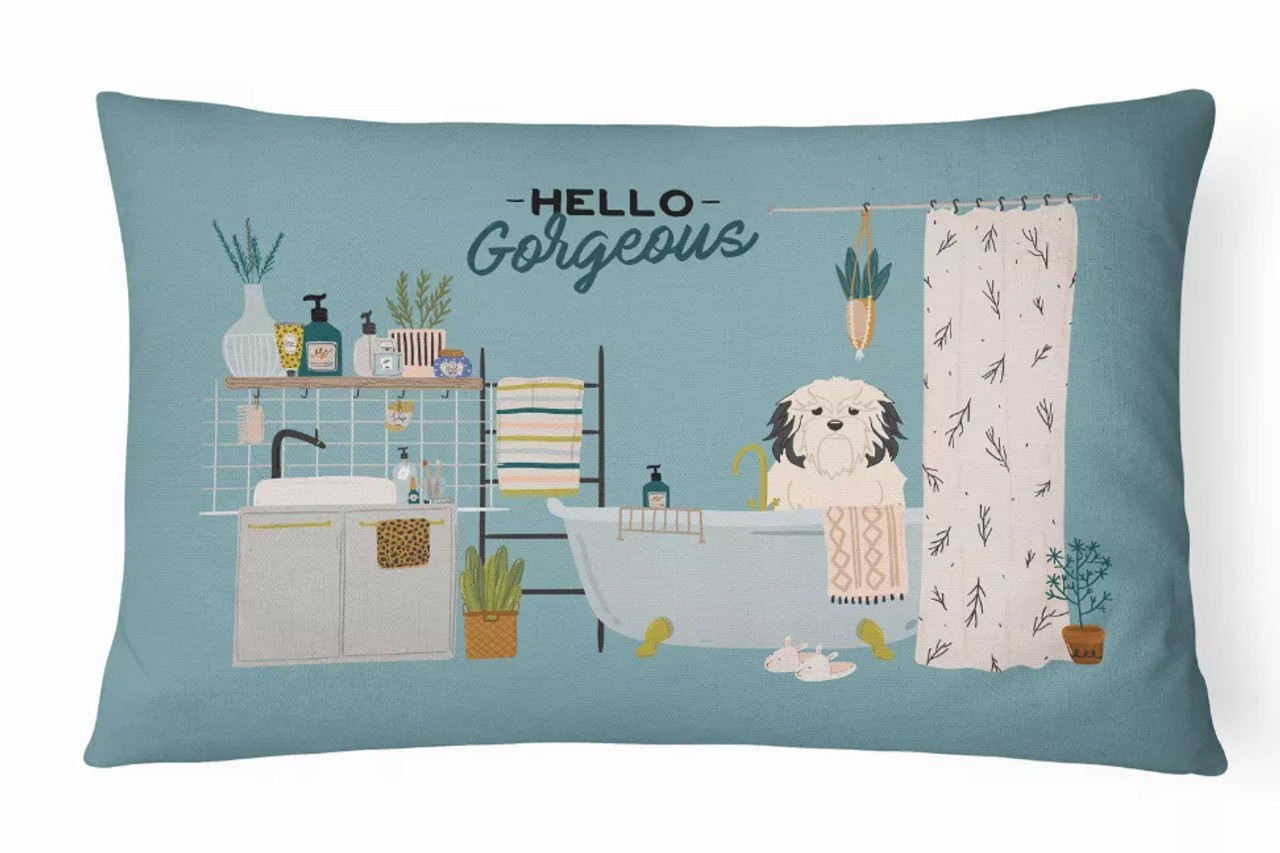 Dog in Bathtub Artwork Canvas Fabric Decorative Pillow - S000213B001695P020221V000