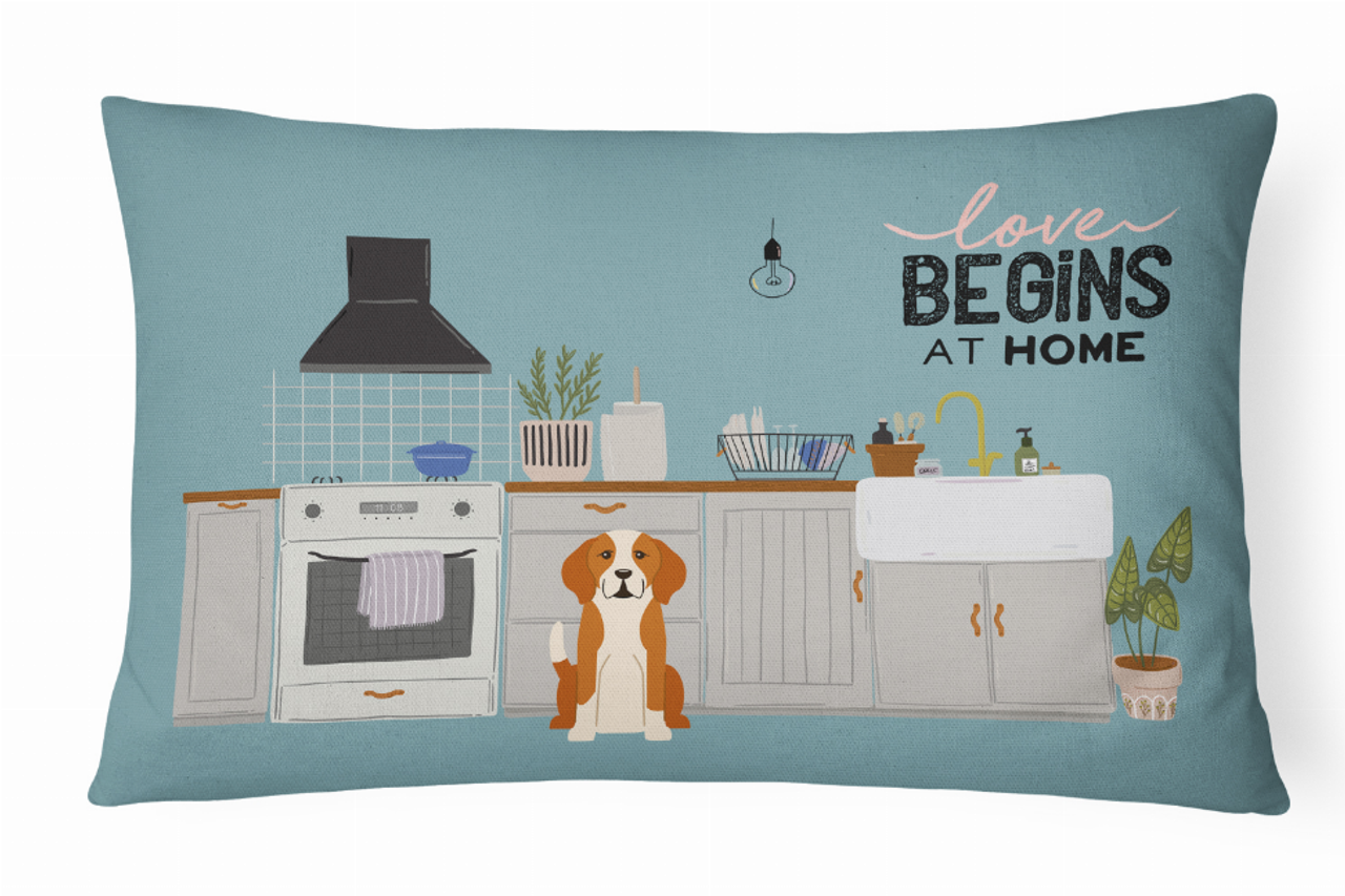 Dog Kitchen Scene Art Canvas Fabric Decorative Pillow - CK7814PW1216